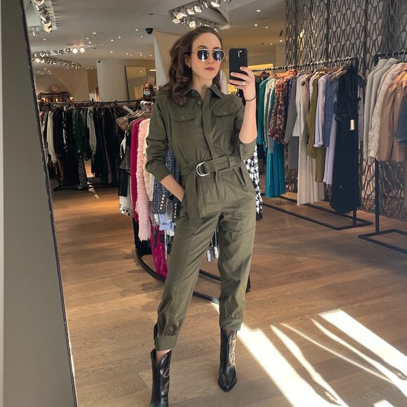DEREK LAM 10 CROSBY Women's Chester Jumpsuit Size 2 In Green - Picture 1 of 7